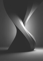 Dark, elegant abstract spiral design. Shadows and curves create a dynamic, modern composition