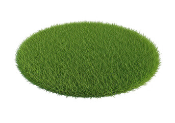 An oval shaped patch of green grass isolated on transparent background