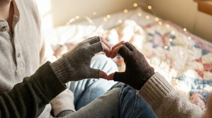 Hands Forming Heart Shape Against Soft Light