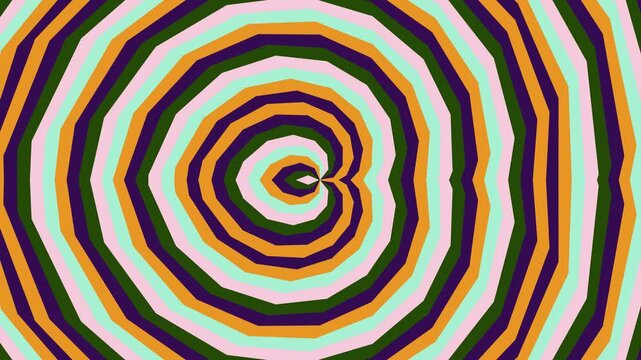 Swirling motion graphics with vibrant colors in a spiral pattern from a top-down viewpoint