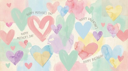 Pastel Heart Pattern Abstract Valentine Background