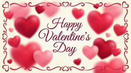 Happy Valentine&rsquo;s Day Card with Heart Decorations