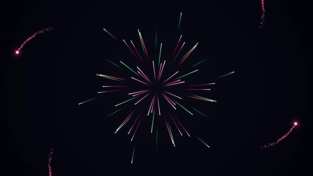 Fireworks explosion at night with colorful sparks and vibrant lights in the dark sky