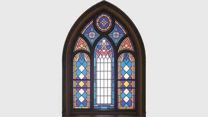 Fototapeta premium Intricate stained glass window showcasing vibrant colors and detailed patterns