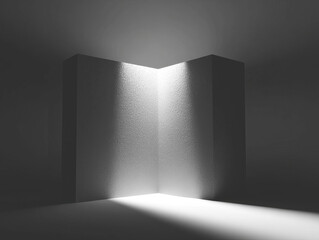 Interior shot of a dark corner, with a light source illuminating a section of the space