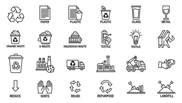 Recycling symbols and icons collection.