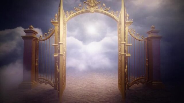 Golden Gates of Heaven - A Majestic Portal to the Divine Realm.