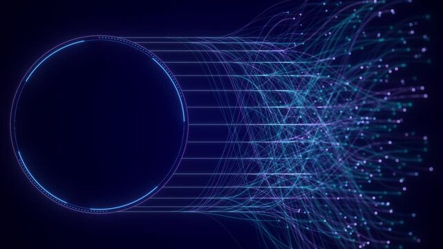 Abstract Digital AI Frame with Copy Space for Text or Logo. Artificial Intelligence Technology Background with Data Flow Lines, Neural Network Connections for Business Presentation and Corporate Video