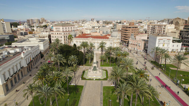 Aerial View of Plaza Heroes de Cavite War Memorial, Cartagena, Spain