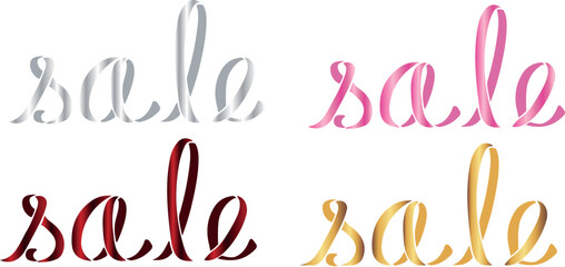 Obraz premium Sale icon set made of colored ribbons forming letters, for online sales stores, marketplaces, social networks and promotional banners