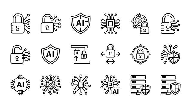 Security Icons Featuring AI and Lock Symbols.