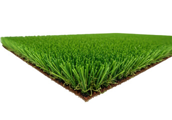 A piece of green grass with soil isolated on transparent background for design projects