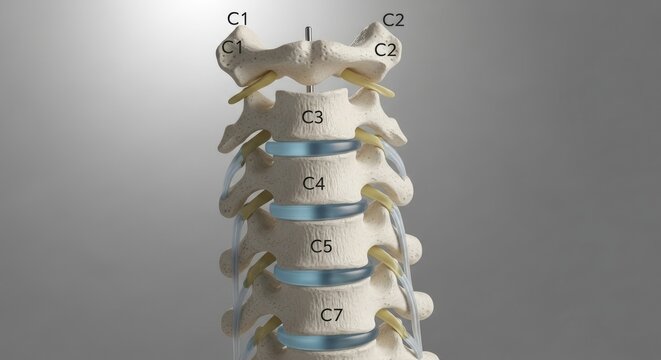 Cervical Spine Anatomy Model Illustration.