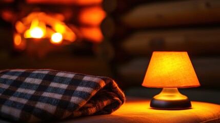 A cozy scene of a warm fire and a comfortable night's rest.