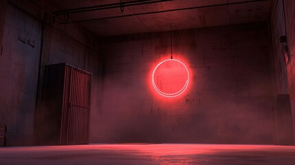 Red Neon Light in the Dark