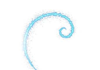 Blue sparkly swirl design element isolated on transparent background with creative artistic look
