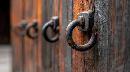 Rusty Hooks on Wooden Fence