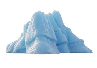 A blue mountain range made of ice or snow on transparent background for design purposes easily