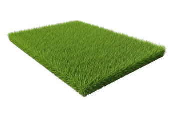 Square patch of lush green grass on transparent background