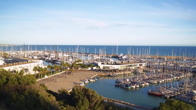 Port Ginesta marina with sailboats and yachts