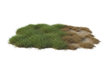 A patch of green and brown grass on a transparent background isolated on transparent background