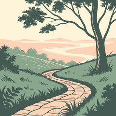 Abstract journey on a path carved by vibrant color gradients, representing creativity and infinite possibilities.