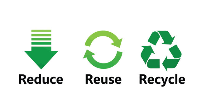 Simple illustration of reduce reuse recycle concept promoting sustainable practices and environmental conservation effectively with green icons