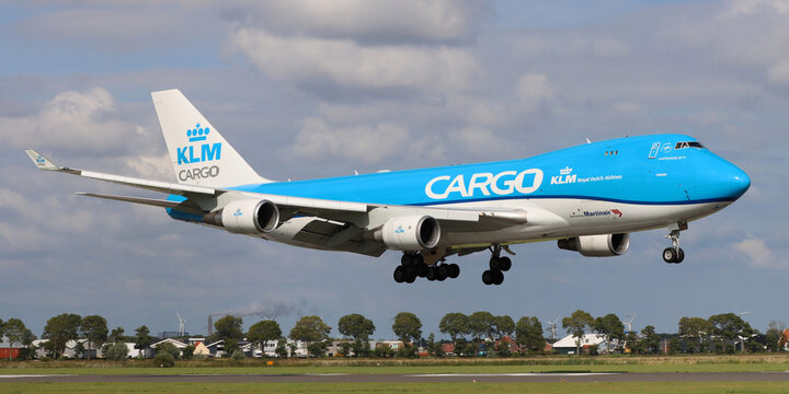 Amsterdam, Netherlands - February 03, 2026: Boeing 747-400 Klm cargo lands at Amsterdam airport Schiphol