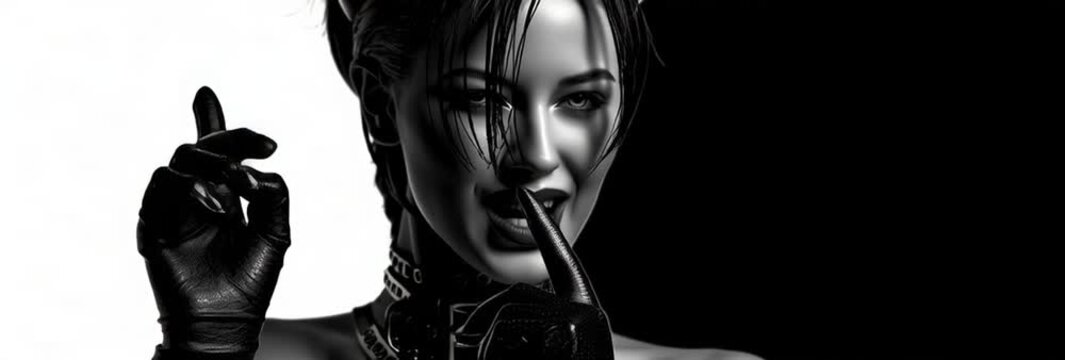 dark surreal portrait of alternative beauty, surreal gothic portrait in black and white,wildly styled gothic woman in fantasy world