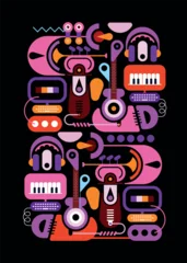 Gardinen Abstraktion Kunst Modern Recording Studio vector flat design  ©  danjazzia