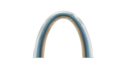 Abstract arch in tranquil blue and radiant gold, symbolizing Valentine's Day Modern Romance and Self-Care, reflecting modern affection and emotional well-being journey