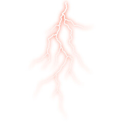 Red lightning beam PNG isolated on transparent background with bright energy flare and electric streak details
