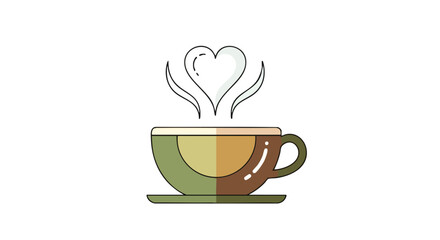 A heartwarming modern romance icon for Valentine's Day, symbolizing self-care and cozy moments with a stylish coffee cup design, perfect for expressing affection and comfort
