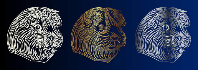 Lion Portraits Collection: Golden, Silver, Bronze Animal Heads Vector Art For Design