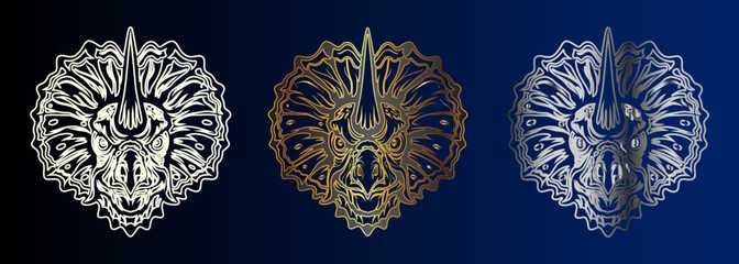 Intricate Lion Head Designs, Regal Animal Symbolism, Golden Metallic Texture, Decorative Wildlife Art