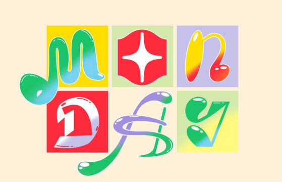 WEEK DAYS - Monday.
typography, lettering design