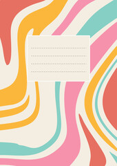 Abstract notebook cover with retro swirl design 