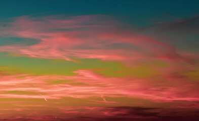 Obraz premium Spectacular multicolor sunset sky gradient with orange and pink clouds