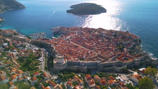 Dubrovnik, Croatia, panorama - 4K aerial drone view