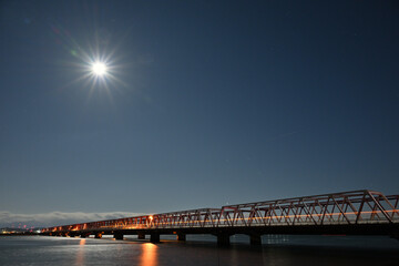 月夜の揖斐長良大橋