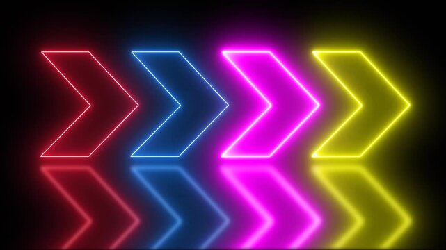  Arrow Loop Animation video direction concept. animated different arrow showing directions on black background 