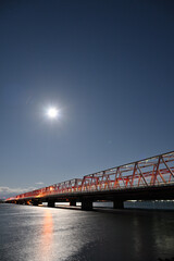 月夜の揖斐長良大橋