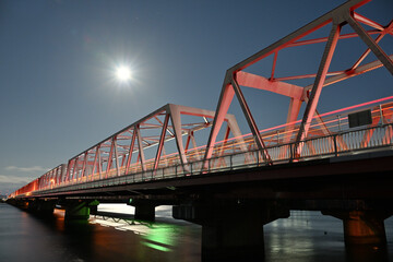 月夜の揖斐長良大橋