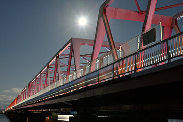 月夜の揖斐長良大橋