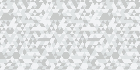 Abstract geometric White and gray background seamless mosaic and low polygon triangle texture wallpaper. Triangle shape retro wall grid pattern geometric ornament tile vector square element.