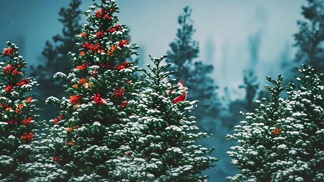 christmas tree with snow