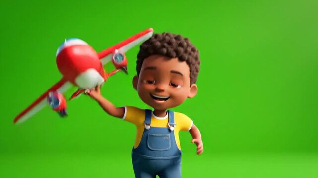 Happy Boy with Toy Airplane