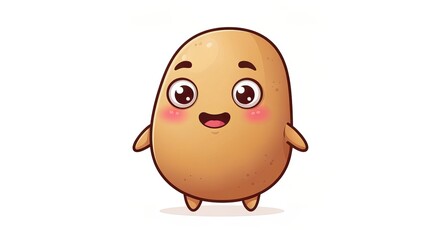 Charming and Adorable Potato Mascot Character with a Happy Expression and Friendly Personality
