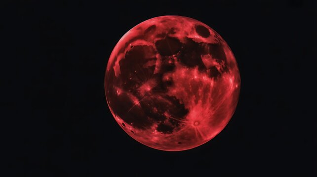Stunning red moon captured during a lunar eclipse in high detail illustration