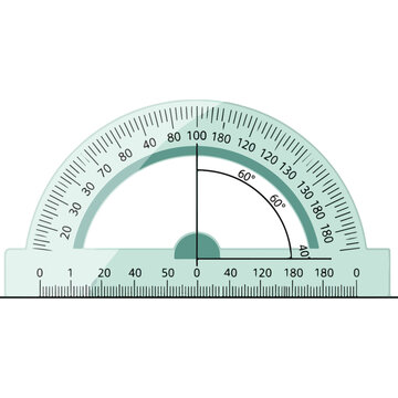 Professional green plastic protractor tool for measuring angles